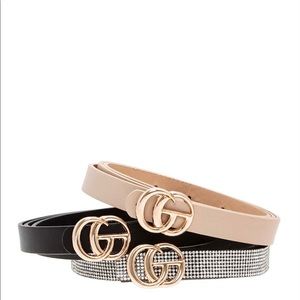 •Triple Threat• 3 Piece Skinny Belt Set